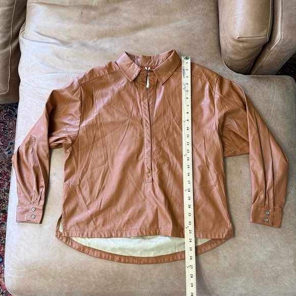 Anthropologie Cedar Half Button Faux Leather Shirt Blouse Women’s Small - Picture 3 of 8